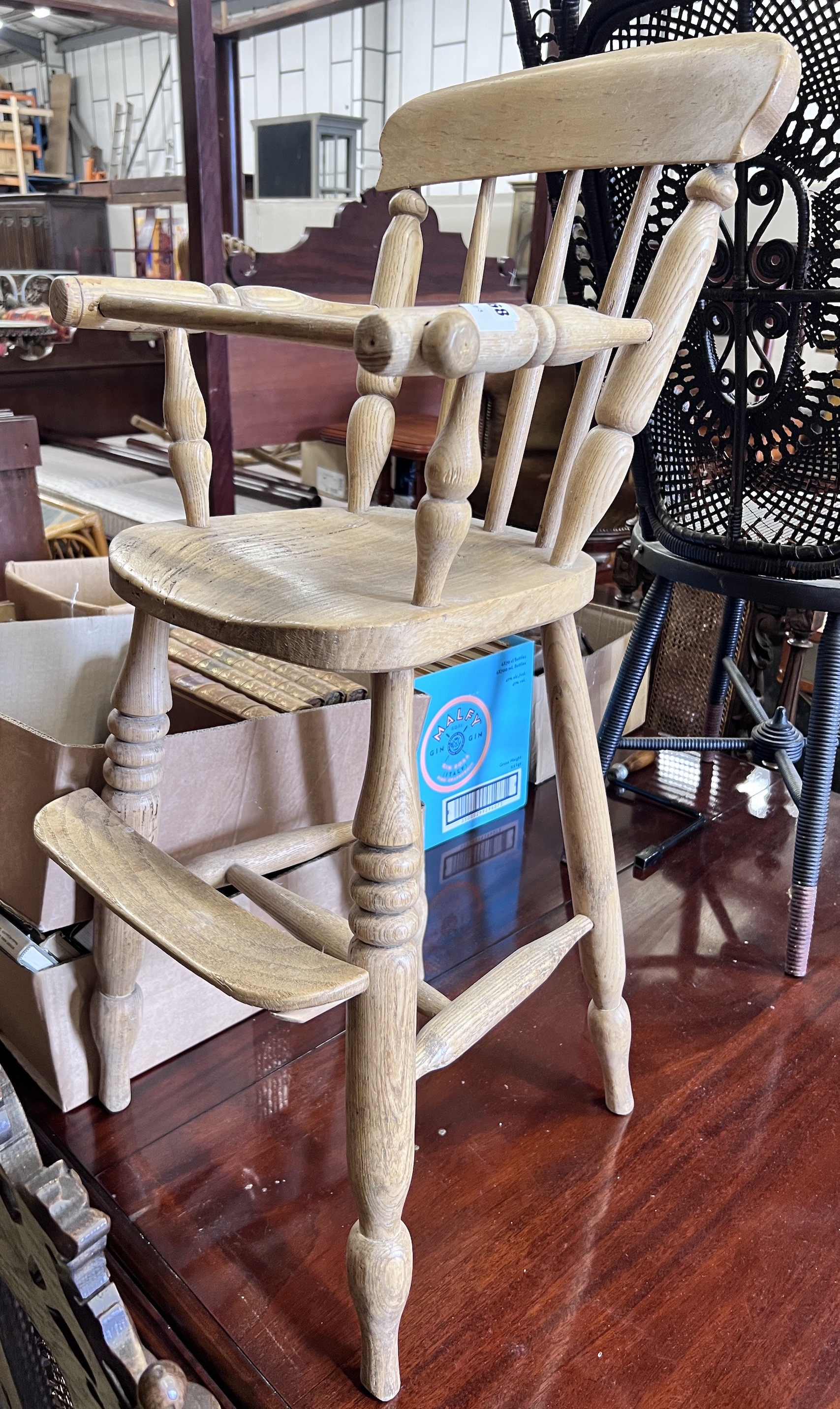 A Victorian oak and elm child's high chair, height 87cm